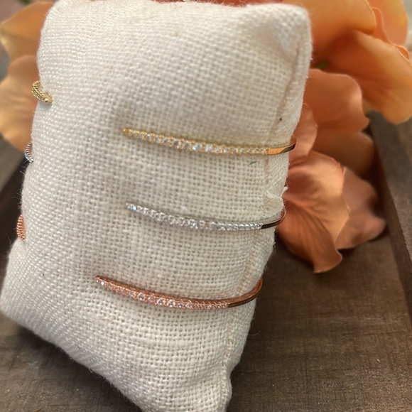 JBloom Dainty Cuff Bracelet with Rhinestones - Picture 2 of 4